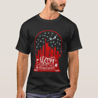 Frohe Weihnachten neue York Skyline in Schneeglobe T-Shirt