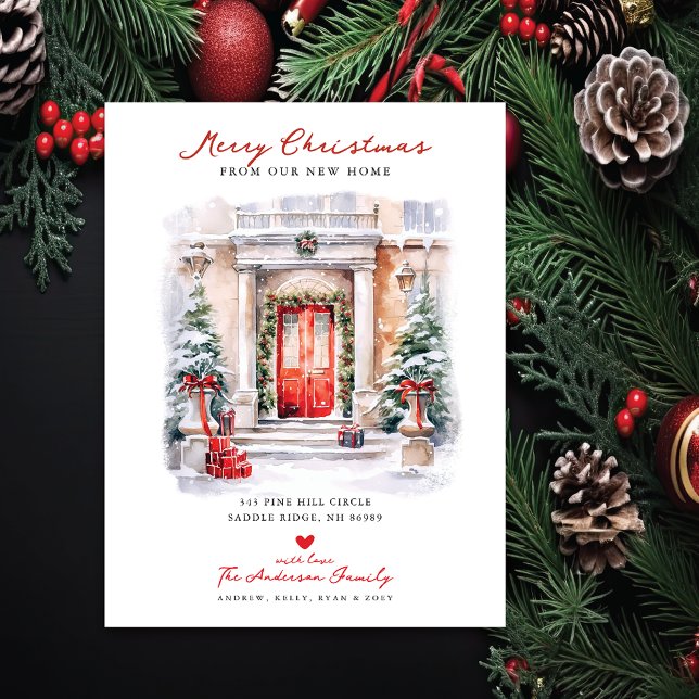 Frohe Weihnachten neue Zuhause Moving Ankündigungspostkarte (Von Creator hochgeladen)