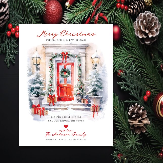 Frohe Weihnachten neue Zuhause Moving Ankündigungspostkarte (Von Creator hochgeladen)