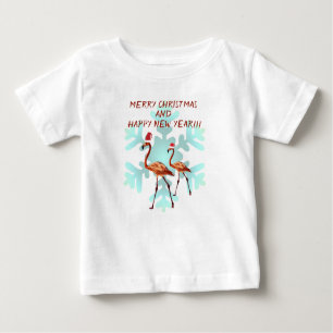 Frohe Weihnachten, neues Jahr Flamingo Baby Shirt