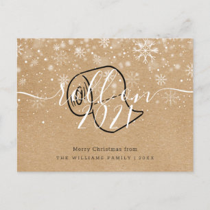 Frohe Weihnachten Neues Jahr Rustikales Roll On Sp Einladungspostkarte