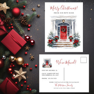 Frohe Weihnachten neues Zuhause Fronttür Umzug Ankündigungspostkarte