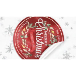 Frohe Weihnachten Neujahr Floral Red Berry Adresse Runder Aufkleber