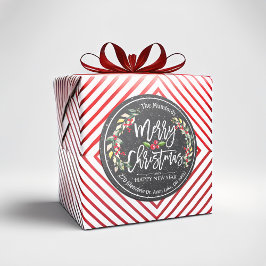 Frohe Weihnachten Neujahr Floral Red Berry Adresse Runder Aufkleber