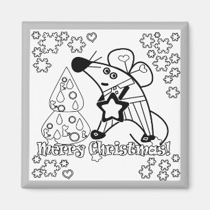 Frohe Weihnachten Neujahr Symbol Maus Cartoon nied Magnet
