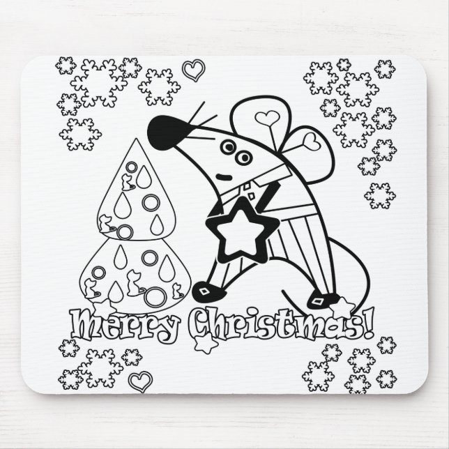 Frohe Weihnachten Neujahr Symbol Maus Cartoon nied Mousepad (Vorne)