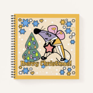Frohe Weihnachten Neujahr Symbol Maus Cartoon nied Notizbuch