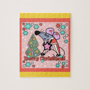 Frohe Weihnachten Neujahr Symbol Maus Cartoon nied Puzzle