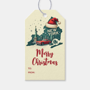 Frohe Weihnachten New York Retro Holiday Geschenkanhänger