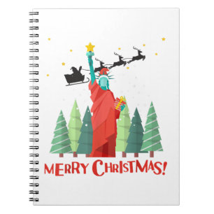 Frohe Weihnachten New Yorker Weihnachtsstatue Notizblock
