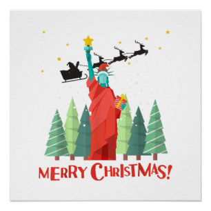 Frohe Weihnachten New Yorker Weihnachtsstatue Poster