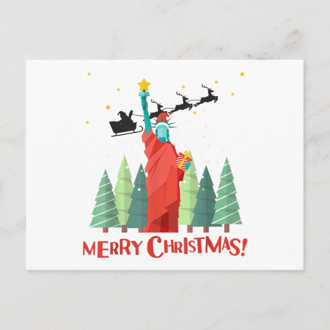 Frohe Weihnachten New Yorker Weihnachtsstatue Postkarte (Vorderseite)
