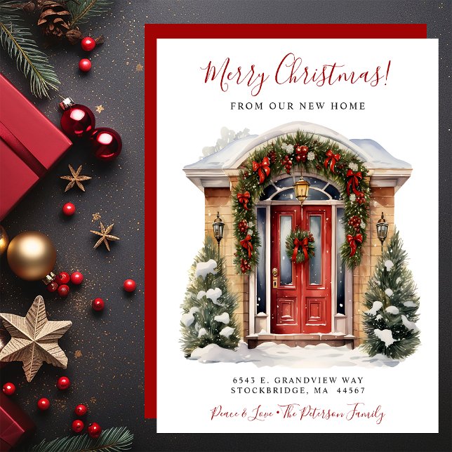 Frohe Weihnachten New Zuhause Red Door Moving Ankündigung (Von Creator hochgeladen)