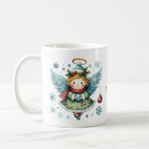 Frohe Weihnachten Niedlich Angel Folk Art Style Kaffeetasse
