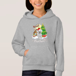 Frohe Weihnachten Niedlich Bichon Frise Santa mit Hoodie