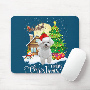 Frohe Weihnachten Niedlich Bichon Frise Santa mit Mousepad