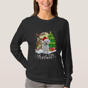 Frohe Weihnachten Niedlich Bichon Frise Santa mit  T-Shirt