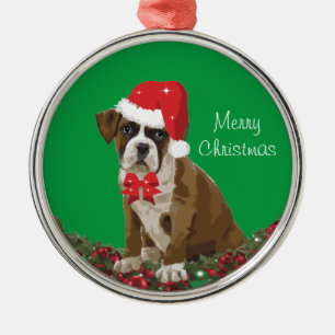 Frohe Weihnachten Niedlich Boxer Dog Xmas Weihnach Ornament Aus Metall