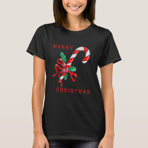 Frohe Weihnachten Niedlich Candy Cane Red T-Shirt