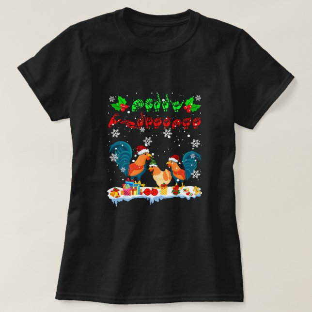 Frohe Weihnachten Niedlich Chicken Bauer ASL Sign  T-Shirt (Design vorne)