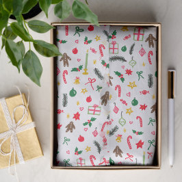 Frohe Weihnachten Niedlich Doodle Whimsical Muster Seidenpapier
