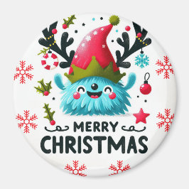 Frohe Weihnachten Niedlich Fluffy goofy Monster Magnet