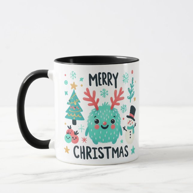 Frohe Weihnachten Niedlich Fluffy Tasse (Links)