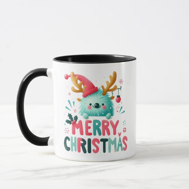Frohe Weihnachten Niedlich Fluffy Tasse (Links)
