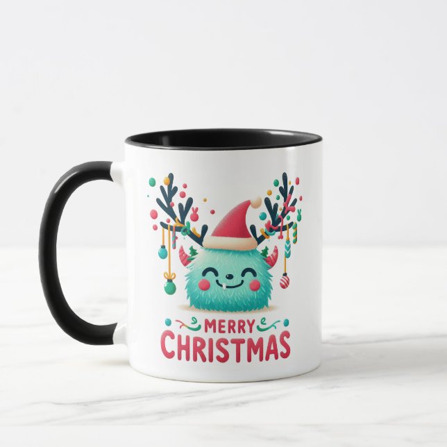 Frohe Weihnachten Niedlich Fluffy Tasse (Links)