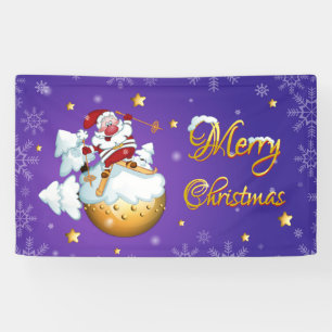 Frohe Weihnachten Niedlich Funny Winter Skiing Wei Banner