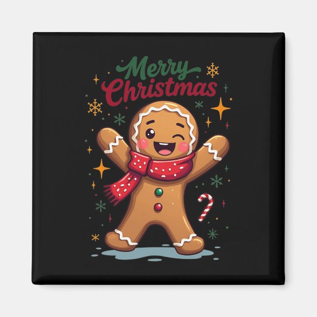 Frohe Weihnachten Niedlich Gingerbread Man Holiday Magnet (Vorne)