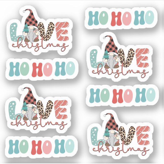 Frohe Weihnachten Niedlich Gnome Leopard Print Blu Aufkleber (Vorderseite)