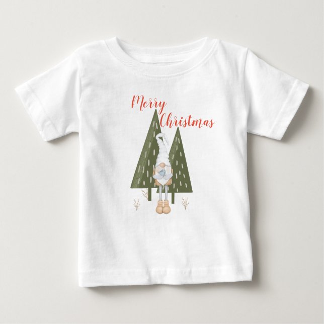 Frohe Weihnachten Niedlich Gnome Matching Baby T-shirt (Vorderseite)