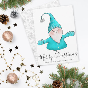 Frohe Weihnachten Niedlich Gnome White Aquamarin B