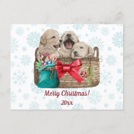 Frohe Weihnachten Niedlich Golden Retriever Welpen