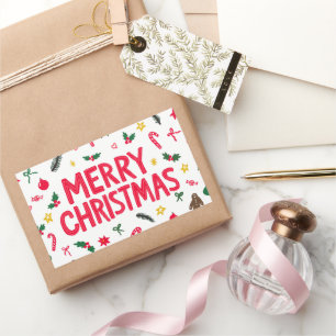 Frohe Weihnachten Niedlich handGezeichnet CUSTOM Rechteckiger Aufkleber