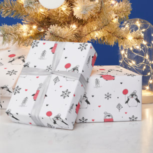 Frohe Weihnachten Niedlich Happy Pinguin in Hats W Geschenkpapier