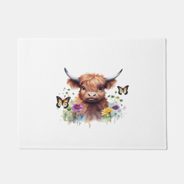 Frohe Weihnachten Niedlich Highland Cow Classic T  Fußmatte (Vorderseite)