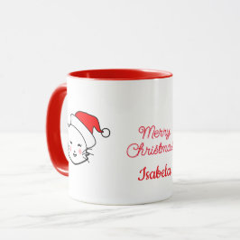 Frohe Weihnachten Niedlich lächelnd Katze Tasse