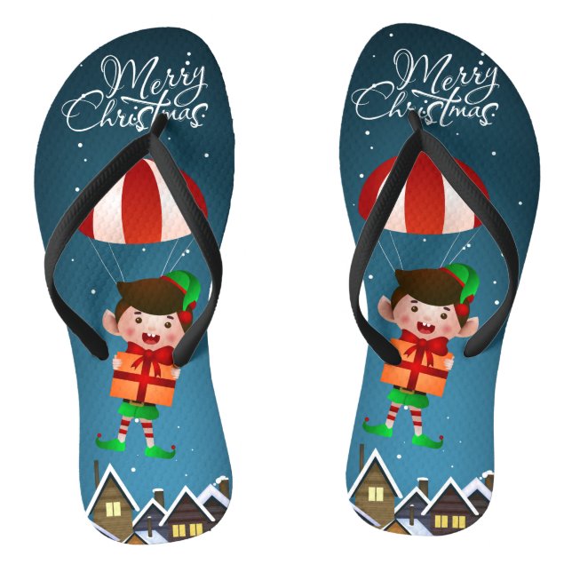 Frohe Weihnachten Niedlich moderne Parachuting Boy Flip Flops (Fußbett)