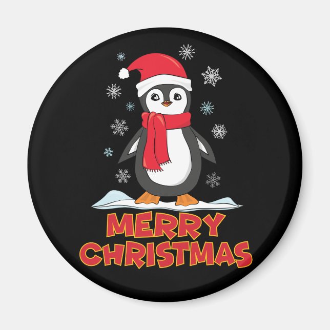 Frohe Weihnachten Niedlich Pinguin Magnet (Vorne)