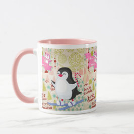 Frohe Weihnachten Niedlich Pinguin Pink Tasse