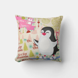 Frohe Weihnachten Niedlich Pinguin Pink Throw Kiss Kissen
