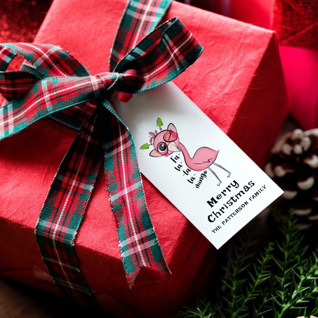 Frohe Weihnachten Niedlich Pink Girly Flamingo Mod Geschenkanhänger (Von Creator hochgeladen)