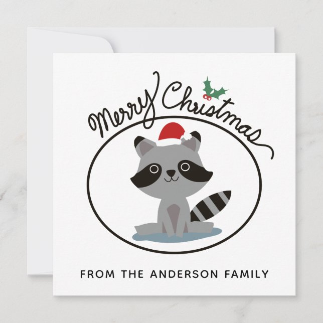 Frohe Weihnachten Niedlich Raccoon Personalisierte (Vorderseite)