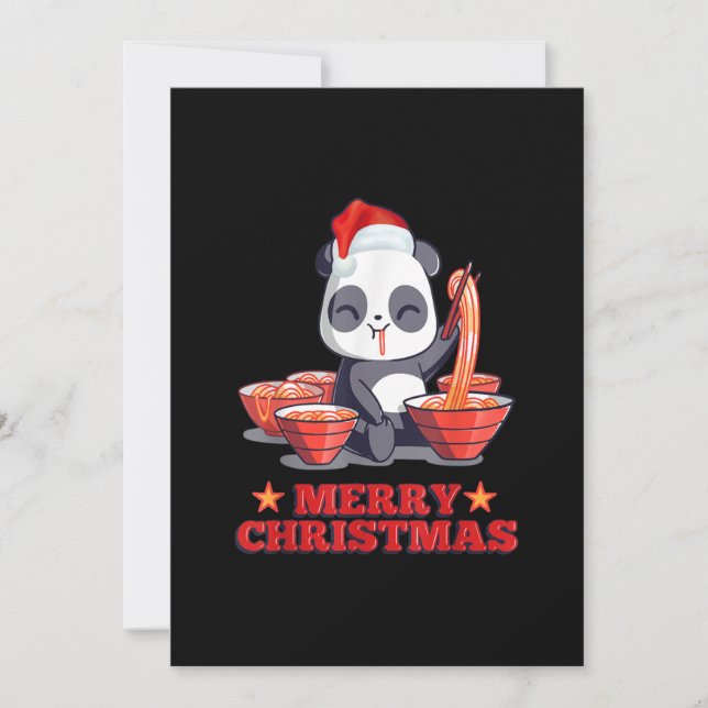 Frohe Weihnachten Niedlich Ramen Panda japanische  Einladung (Vorderseite)