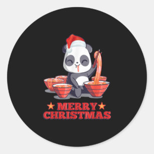 Frohe Weihnachten Niedlich Ramen Panda japanische Runder Aufkleber