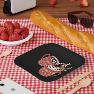 Frohe Weihnachten Niedlich Rentier Familie Weihnac Pappteller