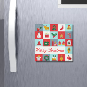 Frohe Weihnachten Niedlich Retro Winter Weihnachts Magnet