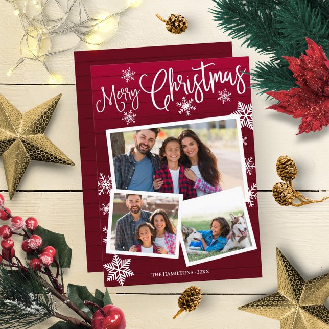 Frohe Weihnachten Niedlich Snowflake Rustikale 3 F Einladung (Von Creator hochgeladen)